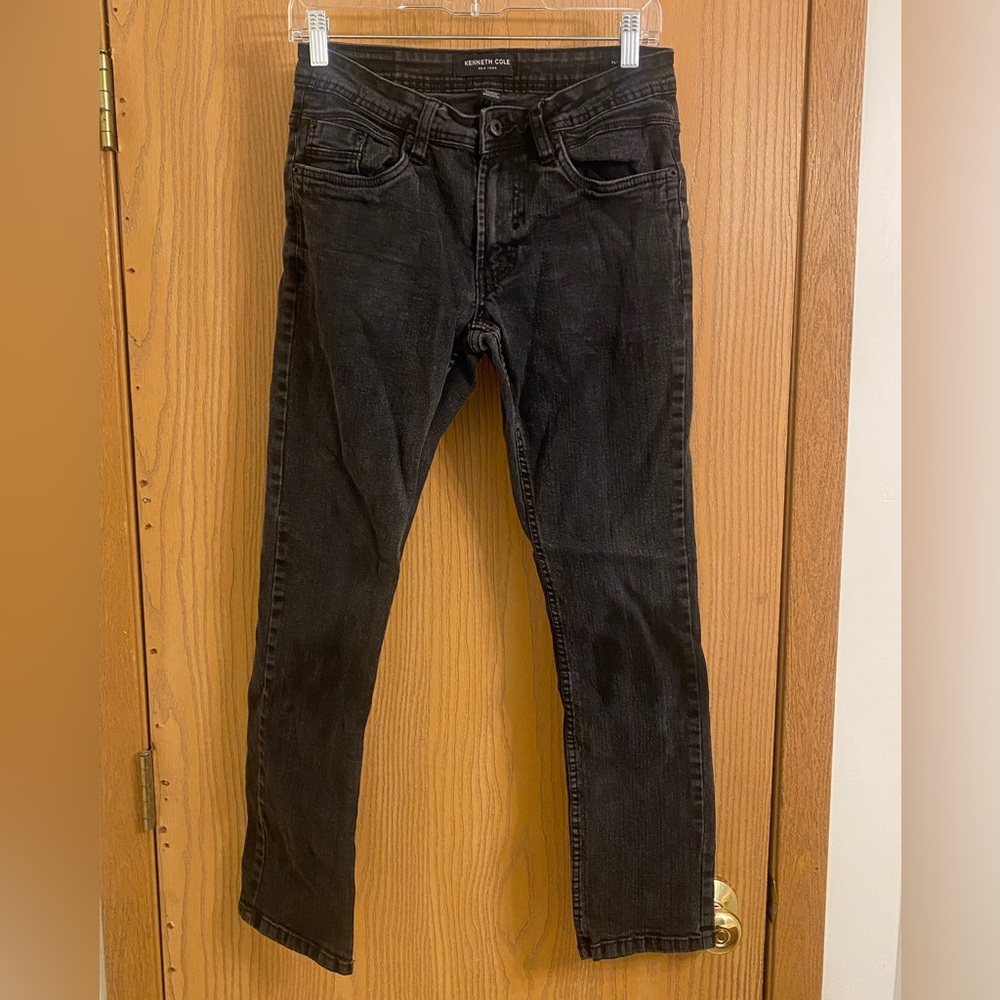 Kenneth Cole Black Skinny Jeans with Slim Fit and Textured Denim 30x30